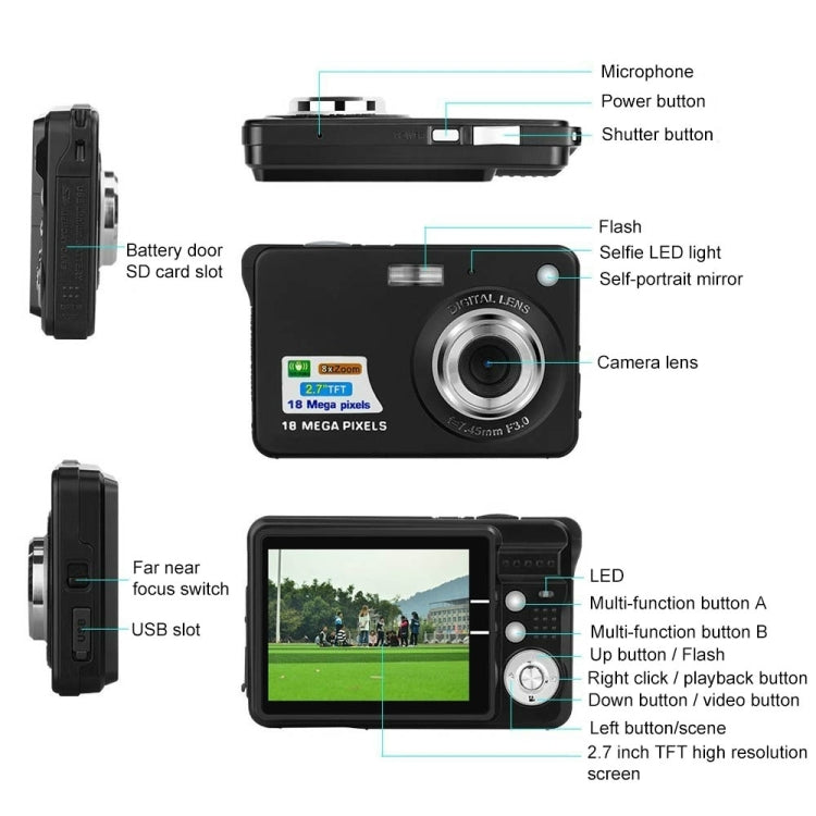 18 Million Pixel Entry-Level Digital Cameras Daily Recording Photos And Videos Macro Student Cameras, 18 Million Pixel 18 Million Pixel Entry-Level Digital Cameras Daily Recording Photos And Videos Macro Student Cameras, 18 Million Pixel